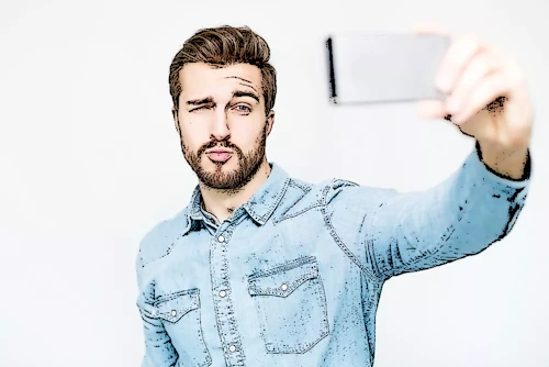 narcissist and vain person taking a selfie